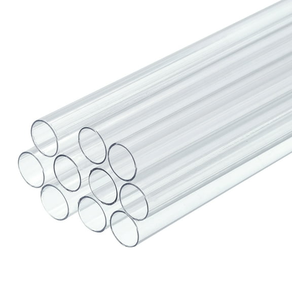 Uxcell 10 Pack Clear Plastic Rigid Tubing 9mm ID x 10mm OD, Round Polycarbonate Tubes for Aquarium Water Pipe