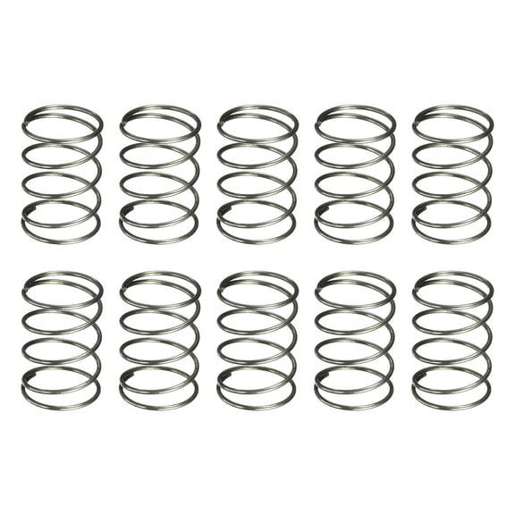 Uxcell 10 Pack Compression Spring, 10mm OD, 0.6mm Wire Size, 15mm Free Length, Spring Steel Construction Extended Mechanical Compression Springs for Shop and Home Repairs, Silver Tone