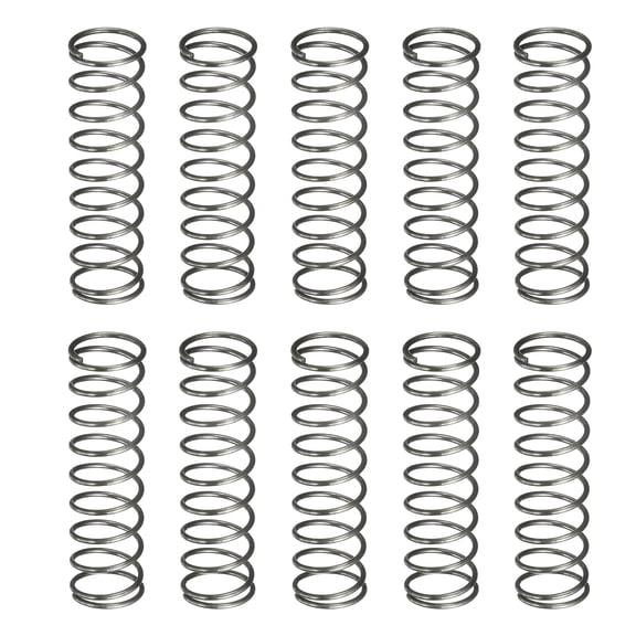 Uxcell 10 Pack Compression Spring, 10mm OD, 0.8mm Wire Size, 35mm Free Length, Spring Steel Construction Extended Mechanical Compression Springs for Shop and Home Repairs, Silver Tone