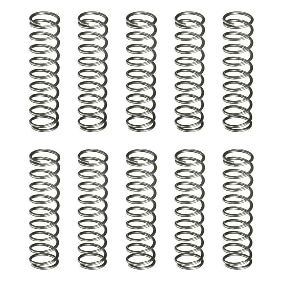 Uxcell 10 Pack Compression Spring, 10mm OD, 1mm Wire Size, 40mm Free Length, Spring Steel Construction Extended Mechanical Compression Springs for Shop and Home Repairs, Silver Tone