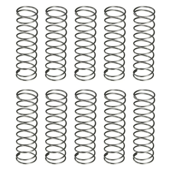 Uxcell 10 Pack Compression Spring, 12mm OD, 0.8mm Wire Size, 40mm Free Length, Spring Steel Construction Extended Mechanical Compression Springs for Shop and Home Repairs, Silver Tone