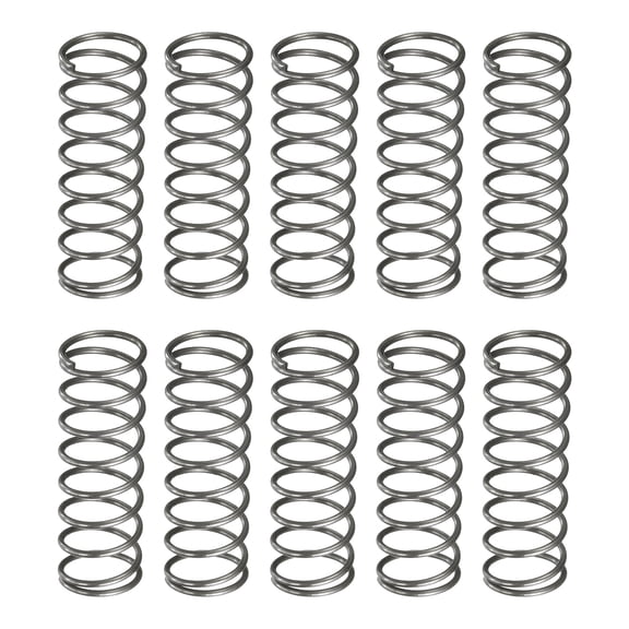 Uxcell 10 Pack Compression Spring, 12mm OD, 1mm Wire Size, 35mm Free Length, Spring Steel Construction Extended Mechanical Compression Springs for Shop and Home Repairs, Silver Tone