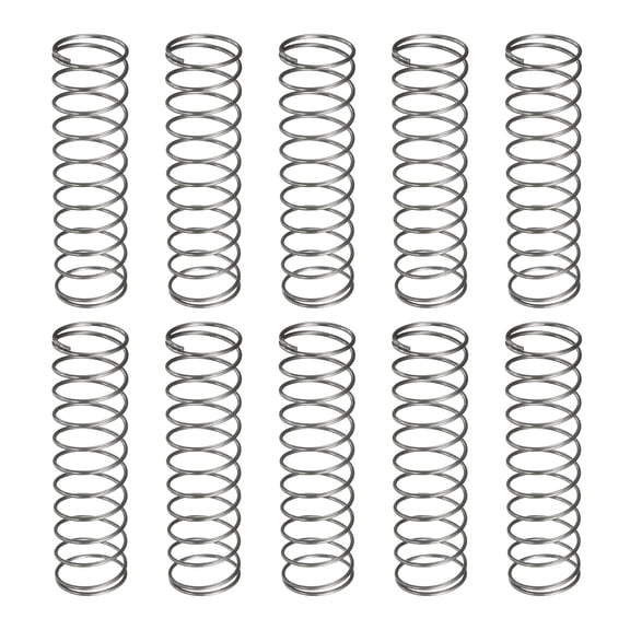 Uxcell 10 Pack Compression Spring, 14mm OD, 0.8mm Wire Size, 50mm Free Length, Spring Steel Construction Extended Mechanical Compression Springs for Shop and Home Repairs, Silver Tone