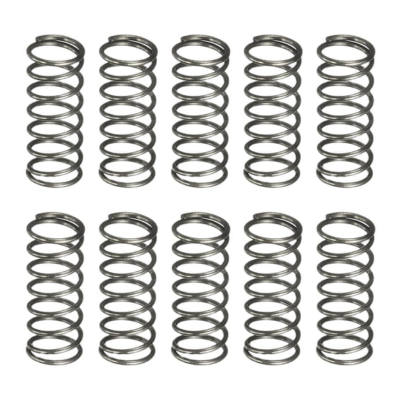 Uxcell 10 Pack Compression Spring, 4mm OD, 0.4mm Wire Size, 10mm Free Length, Spring Steel Construction Extended Mechanical Compression Springs for Shop and Home Repairs, Silver Tone