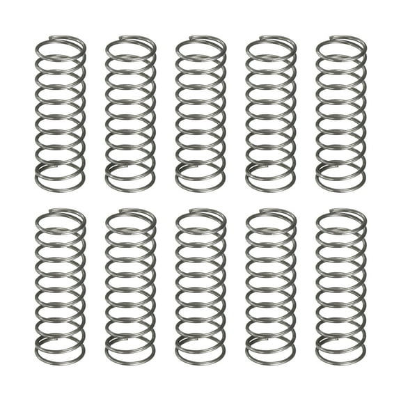 Uxcell 10 Pack Compression Spring, 5mm OD, 0.4mm Wire Size, 15mm Free Length, Spring Steel Construction Extended Mechanical Compression Springs for Shop and Home Repairs, Silver Tone