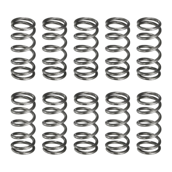 Uxcell 10 Pack Compression Spring, 5mm OD, 0.6mm Wire Size, 10mm Free Length, Spring Steel Construction Extended Mechanical Compression Springs for Shop and Home Repairs, Silver Tone