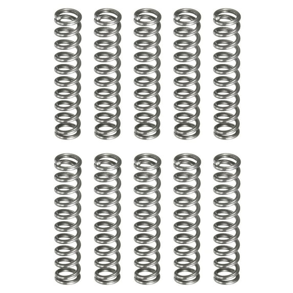 Uxcell 10 Pack Compression Spring, 6mm OD, 1mm Wire Size, 30mm Free Length, Spring Steel Construction Extended Mechanical Compression Springs for Shop and Home Repairs, Silver Tone