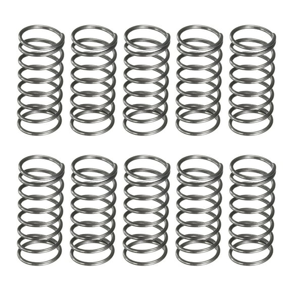 Uxcell 10 Pack Compression Spring, 7mm OD, 0.6mm Wire Size, 15mm Free Length, Spring Steel Construction Extended Mechanical Compression Springs for Shop and Home Repairs, Silver Tone