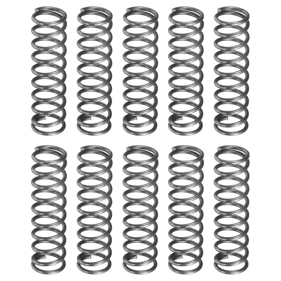 Uxcell 10 Pack Compression Spring, 7mm OD, 0.8mm Wire Size, 25mm Free Length, Spring Steel Construction Extended Mechanical Compression Springs for Shop and Home Repairs, Silver Tone