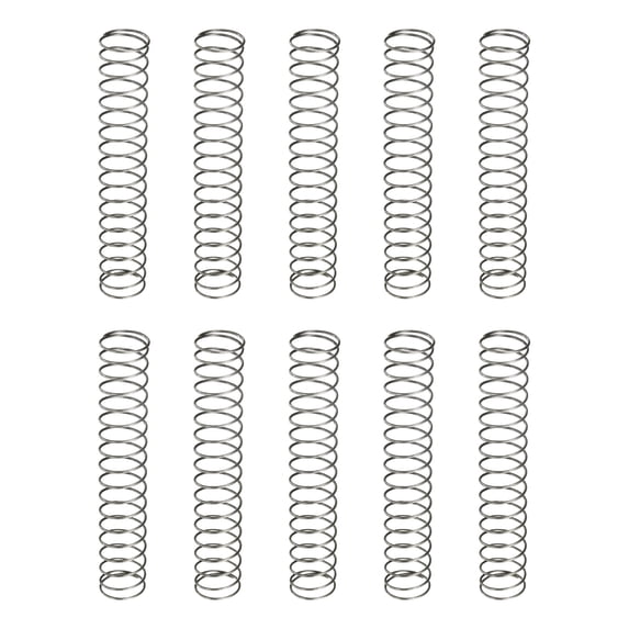 Uxcell 10 Pack Compression Spring, 9mm OD, 0.5mm Wire Size, 50mm Free Length, Spring Steel Construction Extended Mechanical Compression Springs for Shop and Home Repairs, Silver Tone