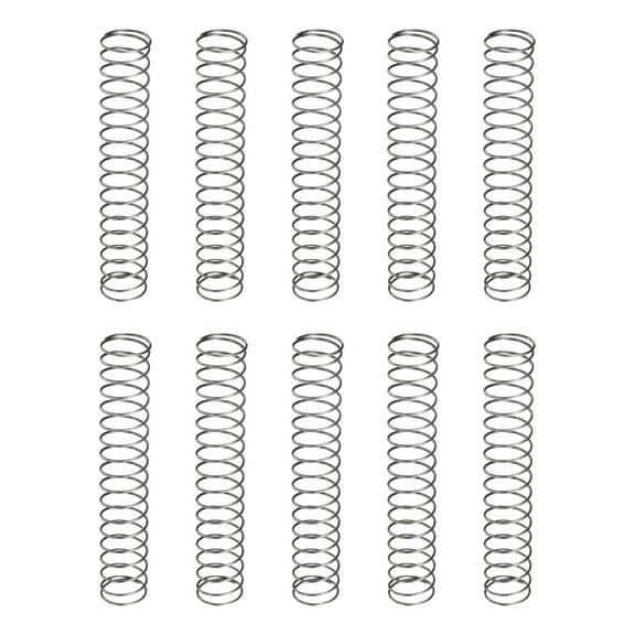 Uxcell 10 Pack Compression Spring, 9mm OD, 0.5mm Wire Size, 50mm Free Length, Spring Steel Construction Extended Mechanical Compression Springs for Shop and Home Repairs, Silver Tone