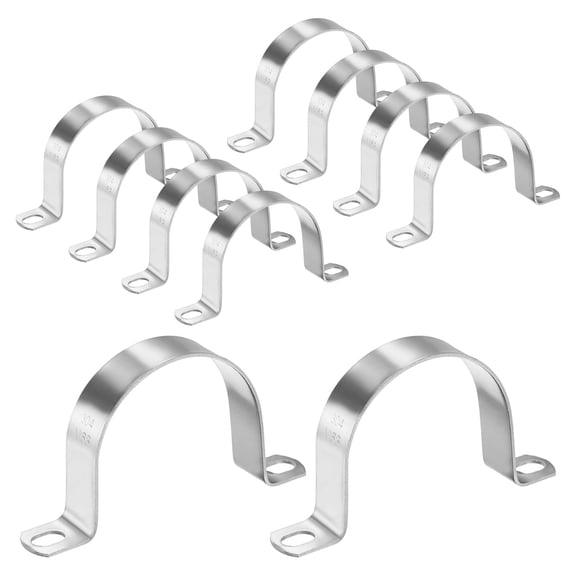 Uxcell 10-Pack Conduit Clamps, 2-1/2" 304 Stainless Steel Rigid Pipe Strap M63 U Bracket Pipe Clamps for Plumbing