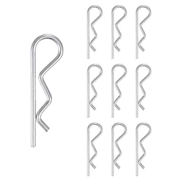 Uxcell 10-Pack Cotter Pins, 1.5 mm Dia 1.3" Long Spring Steel R Clips for Trailer Locking/Mechanics, Spring Fasteners Hitch Pin [Silver]