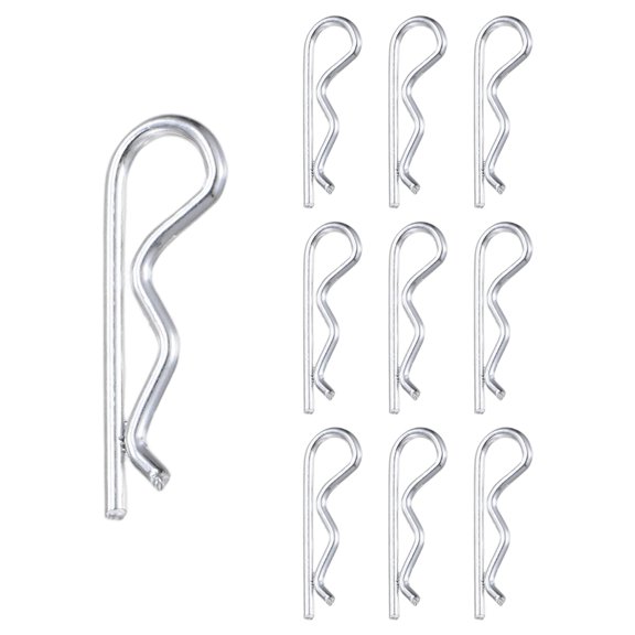Uxcell 10-Pack Cotter Pins, 1.6 mm Dia 1.1" Long Spring Steel R Clips for Trailer Locking/Mechanics, Spring Fasteners Hitch Pin [Silver]