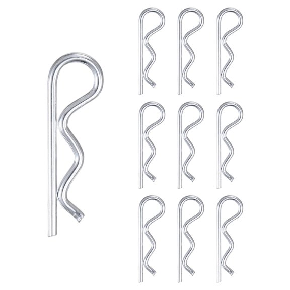 Uxcell 10-Pack Cotter Pins, 2.5 mm Dia 1.8" Long Spring Steel R Clips for Trailer Locking/Mechanics, Spring Fasteners Hitch Pin [Silver]