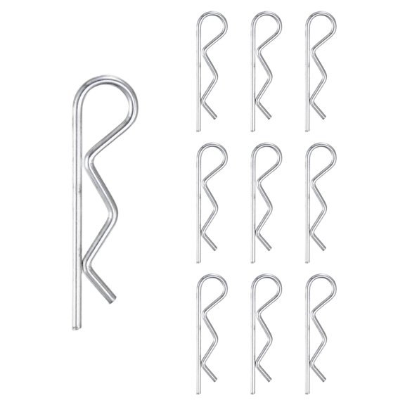 Uxcell 10-Pack Cotter Pins, 2 mm Dia 2" Long Spring Steel R Clips for Trailer Locking/Mechanics, Spring Fasteners Hitch Pin [Silver]