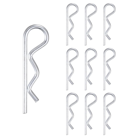 Uxcell 10-Pack Cotter Pins, 3.5 mm Dia 2.8" Long Spring Steel R Clips for Trailer Locking/Mechanics, Spring Fasteners Hitch Pin [Silver]