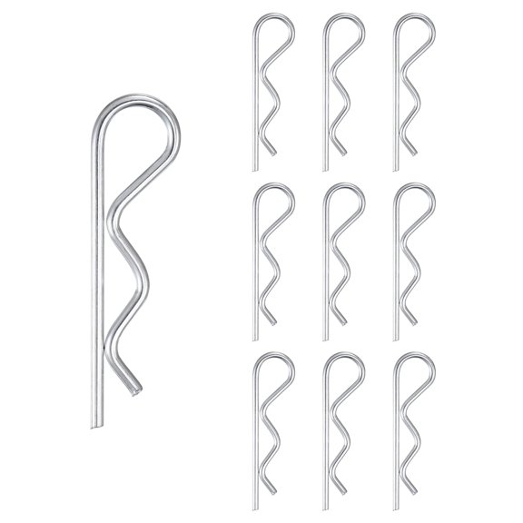 Uxcell 10-Pack Cotter Pins, 3.5 mm Dia 3.3" Long Spring Steel R Clips for Trailer Locking/Mechanics, Spring Fasteners Hitch Pin [Silver]