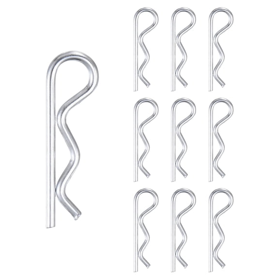 Uxcell 10-Pack Cotter Pins, 3 mm Dia 2" Long Spring Steel R Clips for Trailer Locking/Mechanics, Spring Fasteners Hitch Pin [Silver]