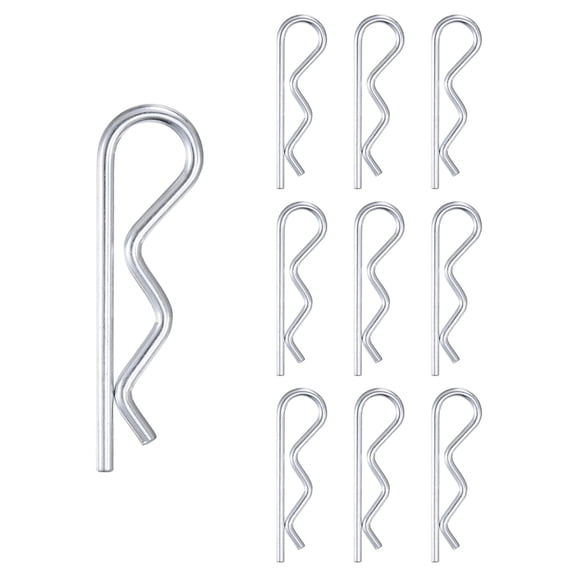 Uxcell 10-Pack Cotter Pins, 4 mm Dia 3" Long Spring Steel R Clips for Trailer Locking/Mechanics, Spring Fasteners Hitch Pin [Silver]