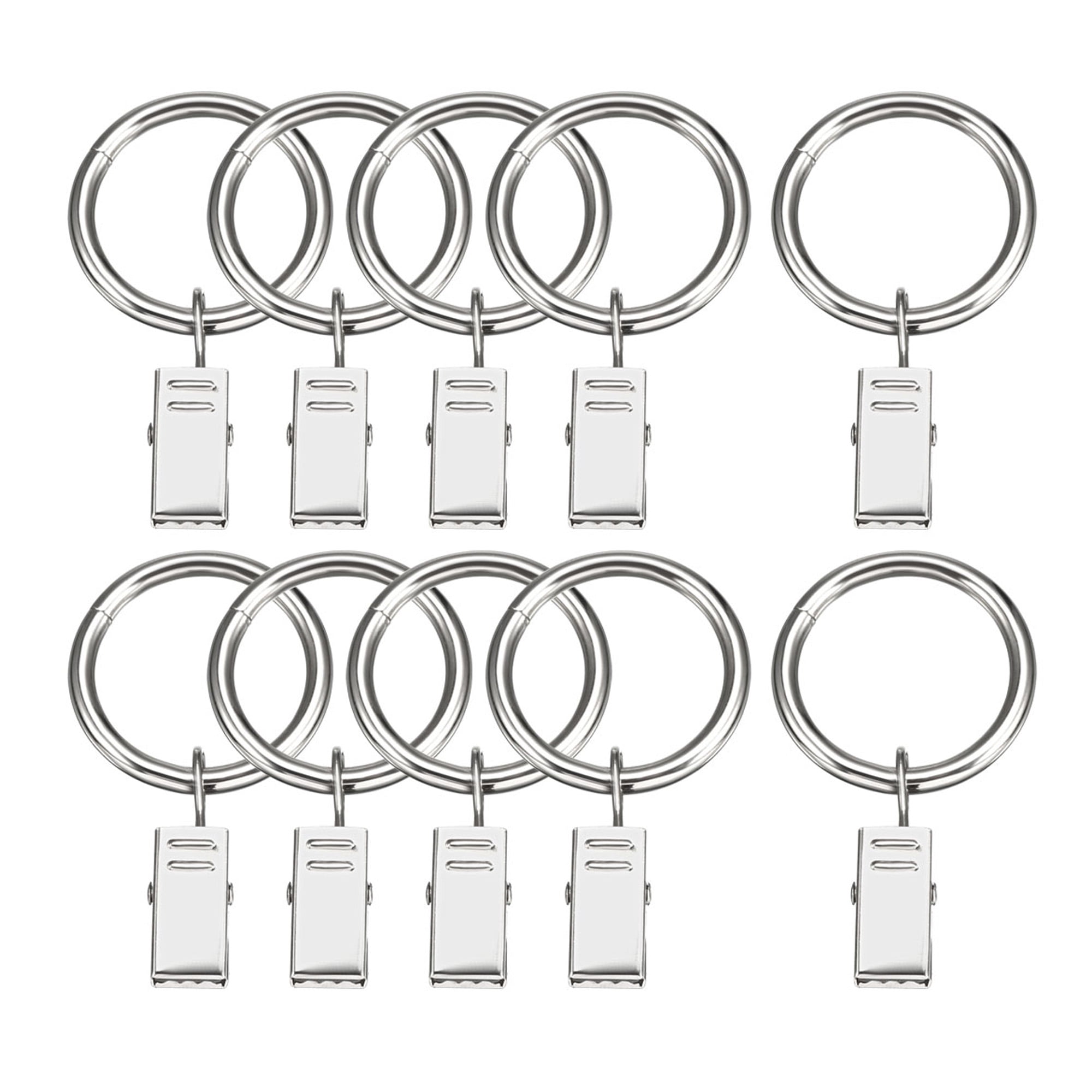 VEGCOO Metal Curtain Hooks, 35 Pcs Black Shower Curtain Rings  32mm/1.26Inch, Curtain Clips with Rings for Curtain Rods No Drilling,  Curtain Rings for