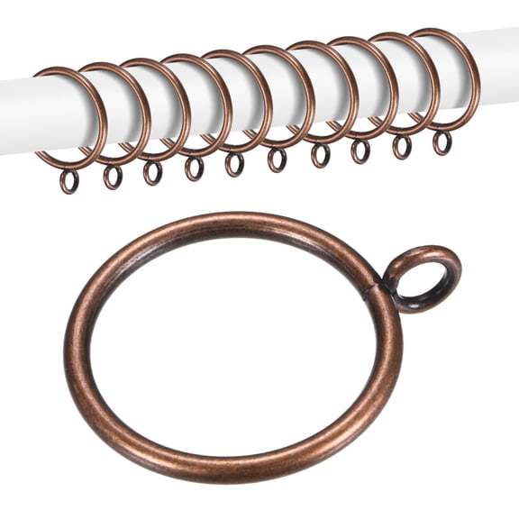 Uxcell 10-Pack Curtain Ring with Eyelet 1.5 Inch ID Fits Up to 1/2 Inch Curtain Rod Red Metal Drapery Rings
