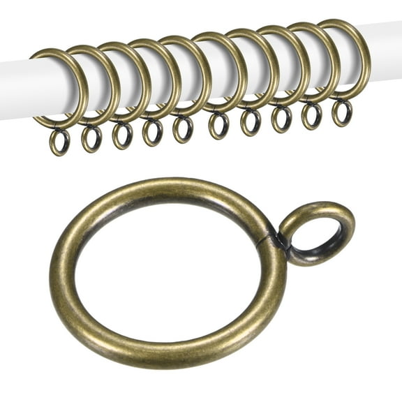 Uxcell 10-Pack Curtain Ring with Eyelet 1 Inch ID Fits Up to 3/4 Inch Curtain Rod Bronze Metal Drapery Rings