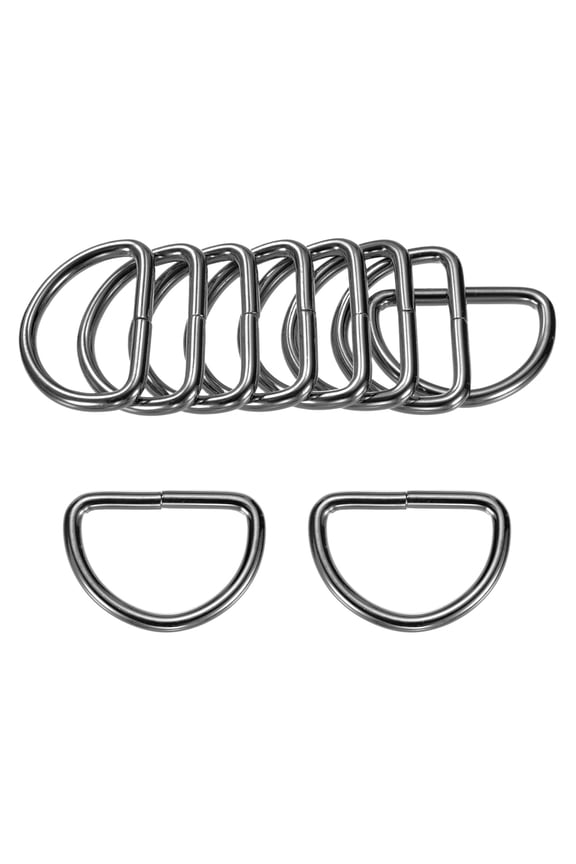 10-Pack D-Rings Buckle, 1-1/2 Inch Iron Non-Welded Dee Rings Metal Buckle for Purse/Aprons/Belts/Pet Collars, Semi-Circular D Ring Hardware [Black Gray]