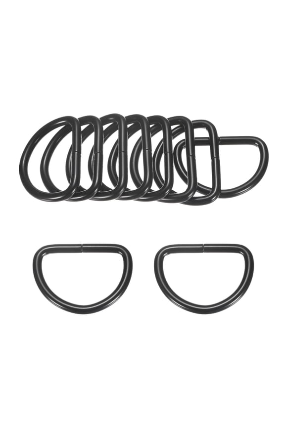 10-Pack D-Rings Buckle, 1-1/2 Inch Iron Non-Welded Dee Rings Metal Buckle for Purse/Aprons/Belts/Pet Collars, Semi-Circular D Ring Hardware [Black]