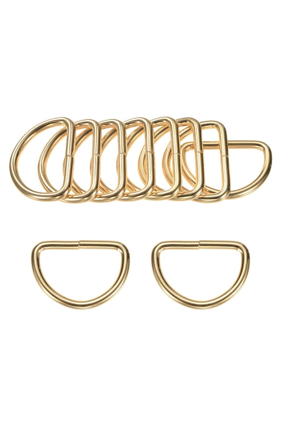 10-Pack D-Rings Buckle, 1-1/2 Inch Iron Non-Welded Dee Rings Metal Buckle for Purse/Aprons/Belts/Pet Collars, Semi-Circular D Ring Hardware [Light Gold]