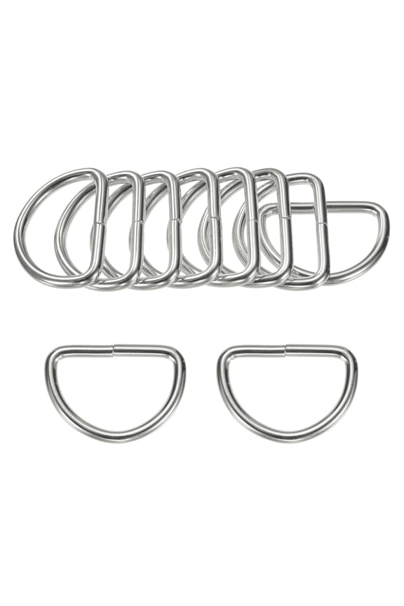 10-Pack D-Rings Buckle, 1-1/2 Inch Iron Non-Welded Dee Rings Metal Buckle for Purse/Aprons/Belts/Pet Collars, Semi-Circular D Ring Hardware [Silver Gray]