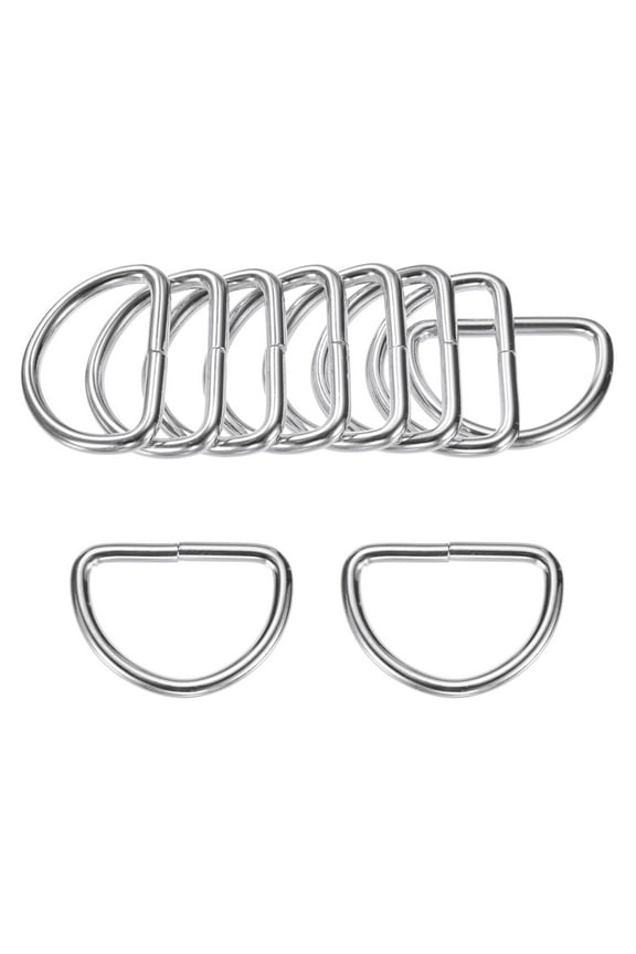 10-Pack D-Rings Buckle, 1-1/2 Inch Iron Non-Welded Dee Rings Metal Buckle for Purse/Aprons/Belts/Pet Collars, Semi-Circular D Ring Hardware [Silvery]