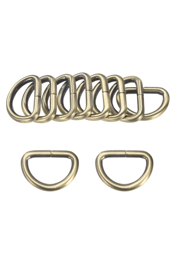 10-Pack D-Rings Buckle, 1 Inch Iron Non-Welded Dee Rings Metal Buckle for Purse/Aprons/Belts/Pet Collars, Semi-Circular D Ring Hardware [Brown]