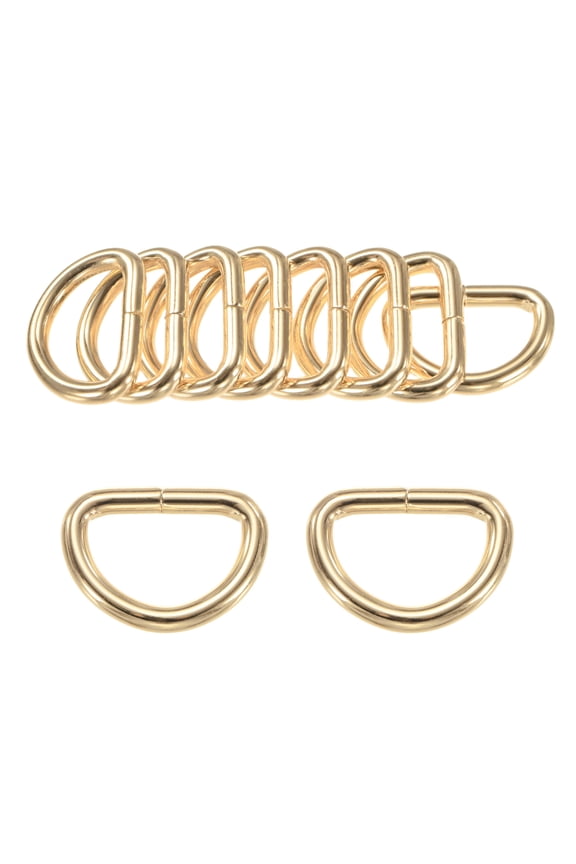 10-Pack D-Rings Buckle, 1 Inch Iron Non-Welded Dee Rings Metal Buckle for Purse/Aprons/Belts/Pet Collars, Semi-Circular D Ring Hardware [Light Gold]