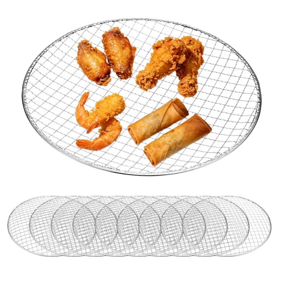 Uxcell 10 Pack Disposable Grill Toppers, Round 11.61 Inch Galvanized Grill Grates, Roasting Racks Replacement for Outdoor BBQ