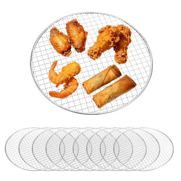 Uxcell 10 Pack Disposable Grill Toppers, Round 11.81 Inch Galvanized Grill Grates, Roasting Racks Replacement for Outdoor BBQ
