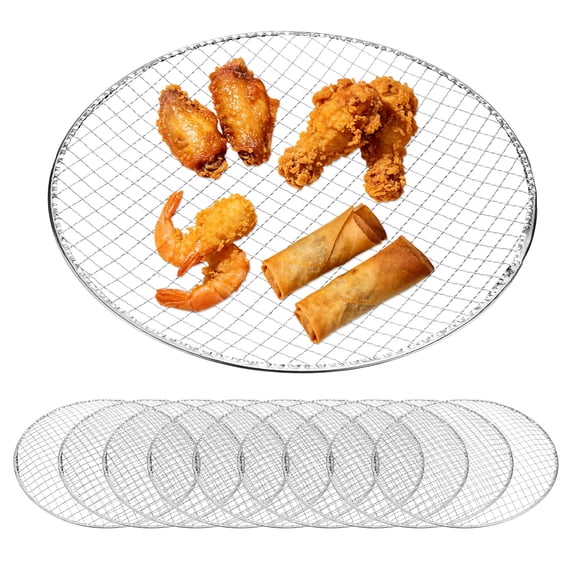 Uxcell 10 Pack Disposable Grill Toppers, Round 12.99 Inch Galvanized Grill Grates, Roasting Racks Replacement for Outdoor BBQ