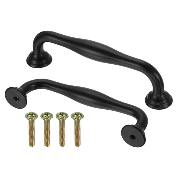 Uxcell 10Pcs Drawer Pulls, 4.5"(115mm) Length Aluminum Alloy Kitchen Handles, Furniture Hardware Handles with Screw for Kitchen Cupboard, Desk Drawers, and Wardrobe, Black