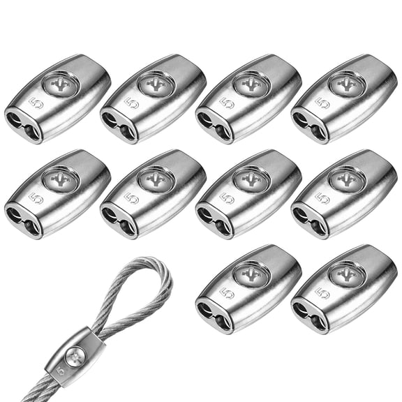 Uxcell 10-Pack Electric Rope Connectors, 5 mm Poly Rope Connector, Egg Shape Heavy Duty Fence Wires Splicer Clamps [Silver]