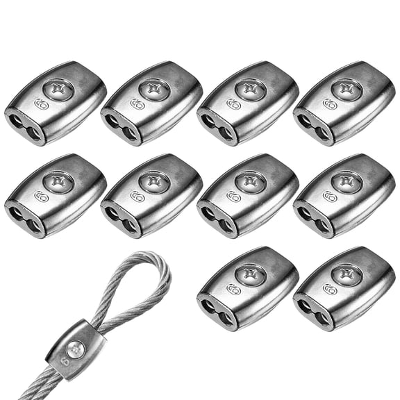 Uxcell 10-Pack Electric Rope Connectors, 6 mm Poly Rope Connector, Egg Shape Heavy Duty Fence Wires Splicer Clamps [Silver]
