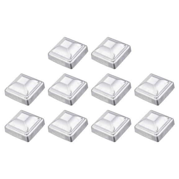 Uxcell 10 Pack Fence Post Cap Fit 2" x 2" OD Pipe, Galvanized Steel Deck Post Cover Square Decking Caps for Mailbox Outdoor Chain Link Wood/Metal Fence Deck Railing, Silver