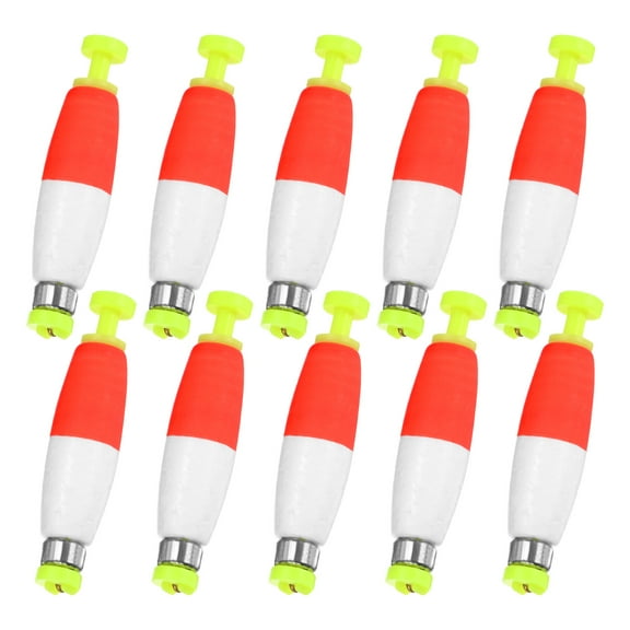 Uxcell 10-Pack Fishing Bobbers Floats, 2 Inch EVA Foam Weighted Bobbers Clip-on Floats Slip Corks Floaters Strong Buoys [Red White]