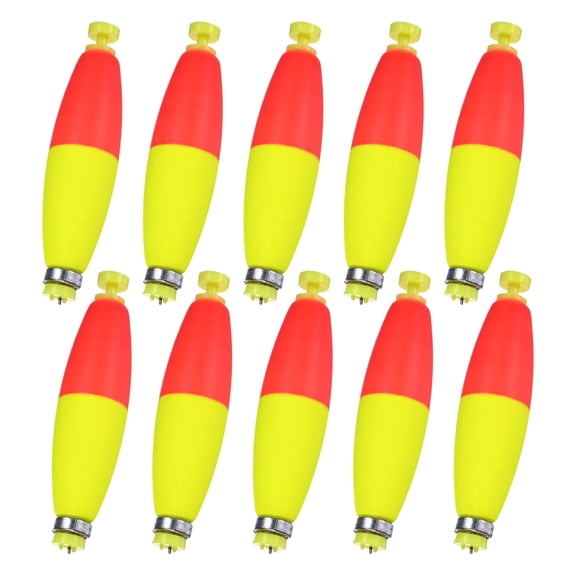 Uxcell 10-Pack Fishing Bobbers Floats, 3 Inch EVA Foam Weighted Bobbers Clip-on Floats Slip Corks Floaters Strong Buoys [Red Yellow]