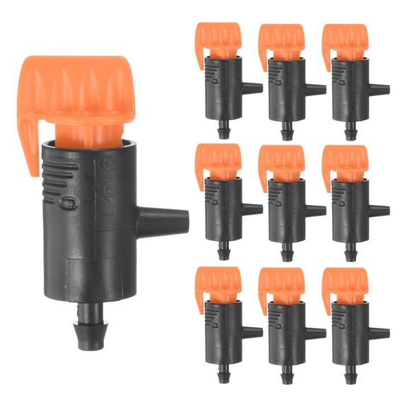 Uxcell 10-Pack Flag Irrigation Dripper Emitter, 0-200L/H Plastic Drip Irrigation Connect Irrigation System Parts Tool [Orange]