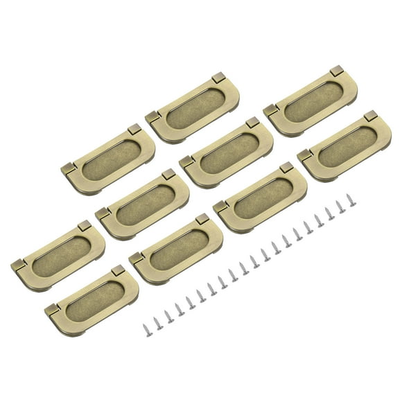 Uxcell 10 Pack Flush Pull Handle, 3 Inch Hidden Recessed Furniture Grip Ring Pull, Bronze