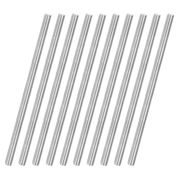 Uxcell 10-Pack Fully Threaded Rod, M6x140mm 304 Stainless Steel Right Hand Thread Bar Studs