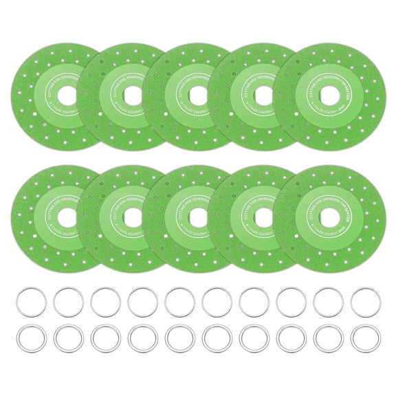 Uxcell 10 Pack Glass Cutting Disc for Angle Grinder, 4.5 Inch Diamond Cutting Disc, Ultra-Thin 7/8" Arbor Saw Blade Wheel with spacers for Grinding Jade Crystal Tile Ceramic