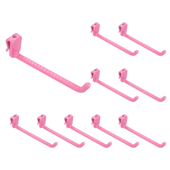 Uxcell 10 Pack Grid Wall Hooks, 4.8 Inch Grid Wall Panel Plastic Utility Hook, Shelf Hooks for Garage Store Warehouse Shop Home Hanging, Magenta