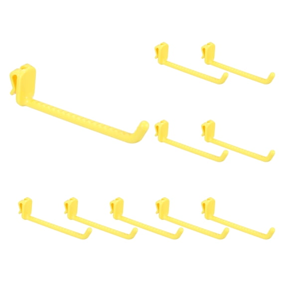 Uxcell 10 Pack Grid Wall Hooks, 4.8 Inch Grid Wall Panel Plastic Utility Hook, Shelf Hooks for Garage Store Warehouse Shop Home Hanging, Yellow