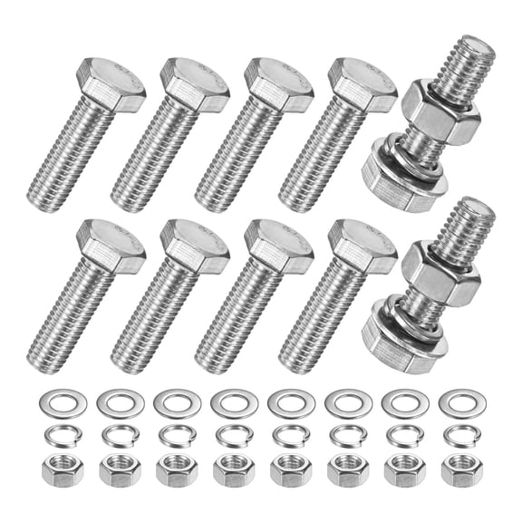 Uxcell 10-Pack Hex Head Screw Bolt with Nuts Flat & Lock Washers M10x35mm